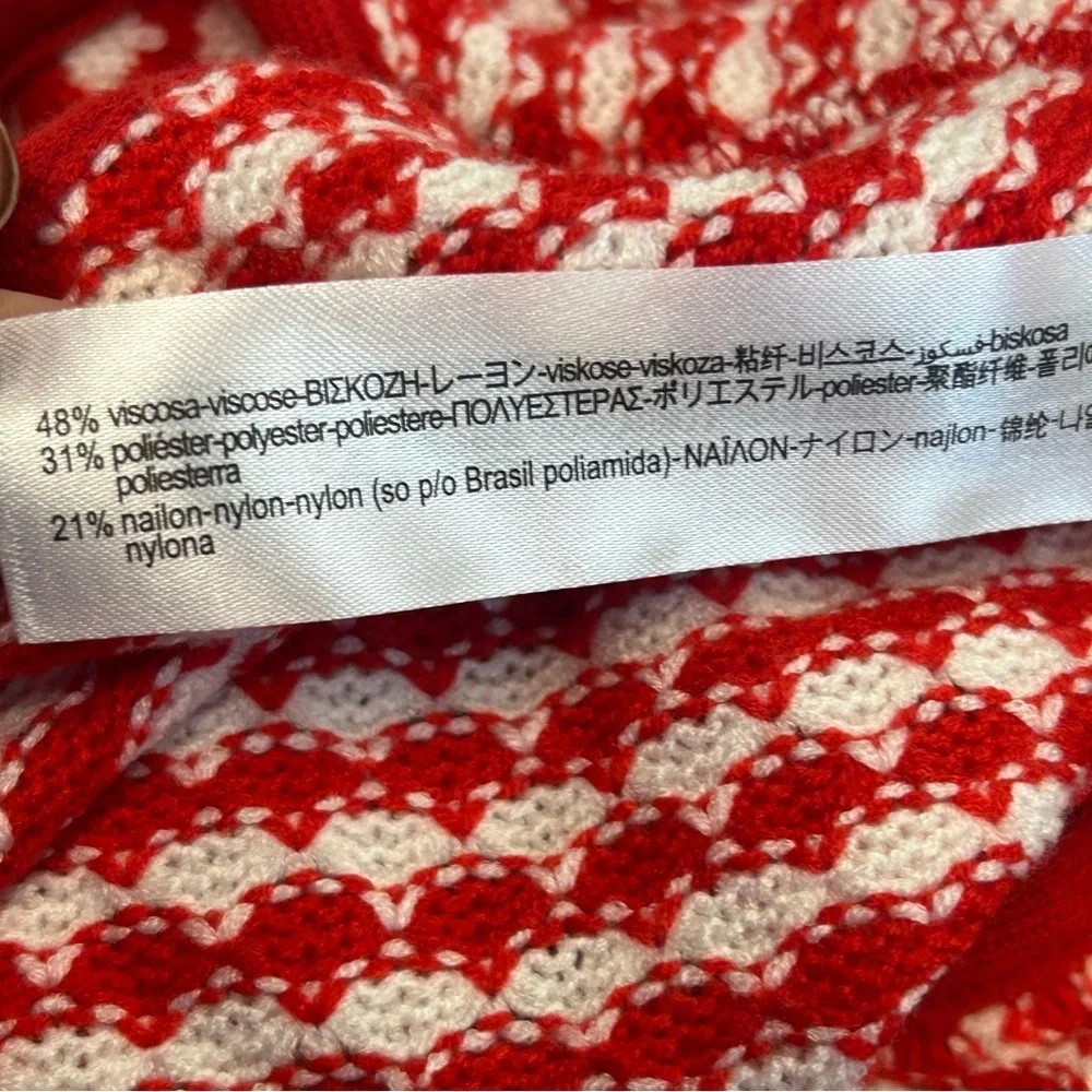 Zara red white printed knit halter crop top Sz M NWT - Picture 8 of 10